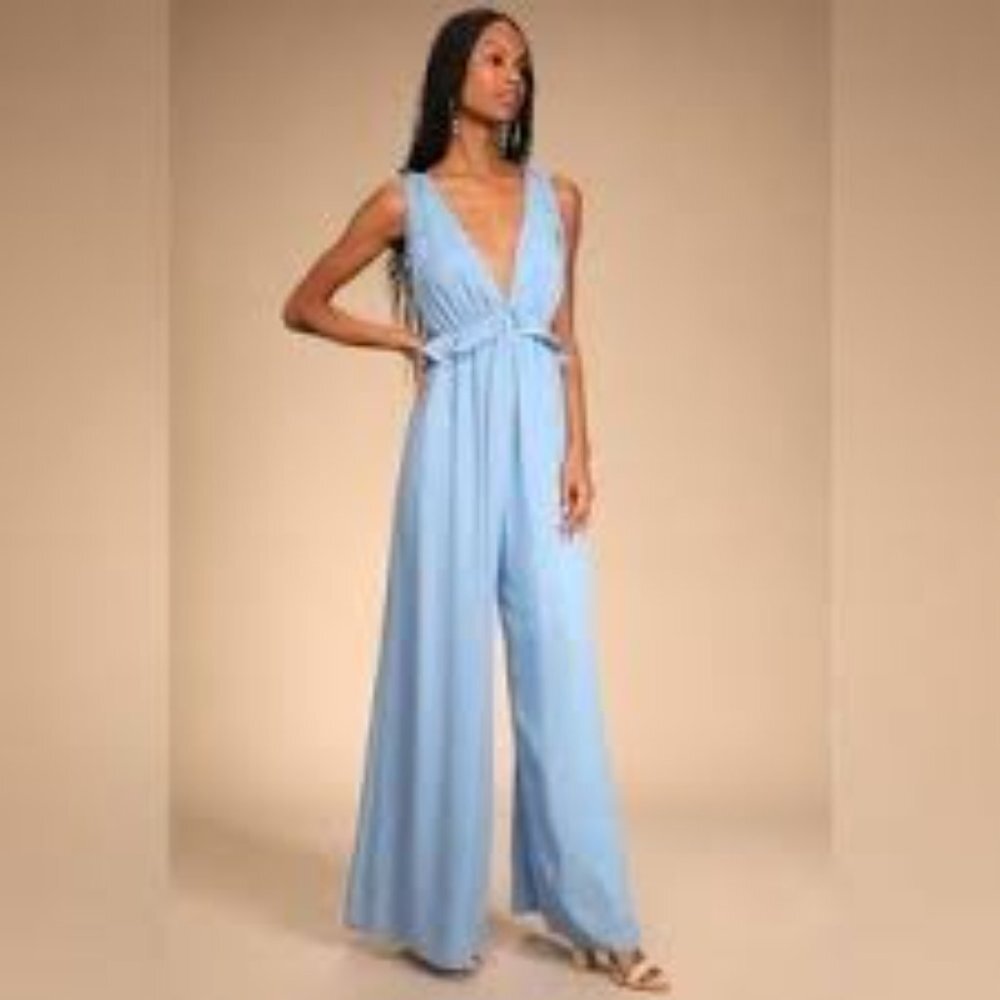 Lulus Jumpsuit Embrace The Romance women size Medium backless wide leg lined
